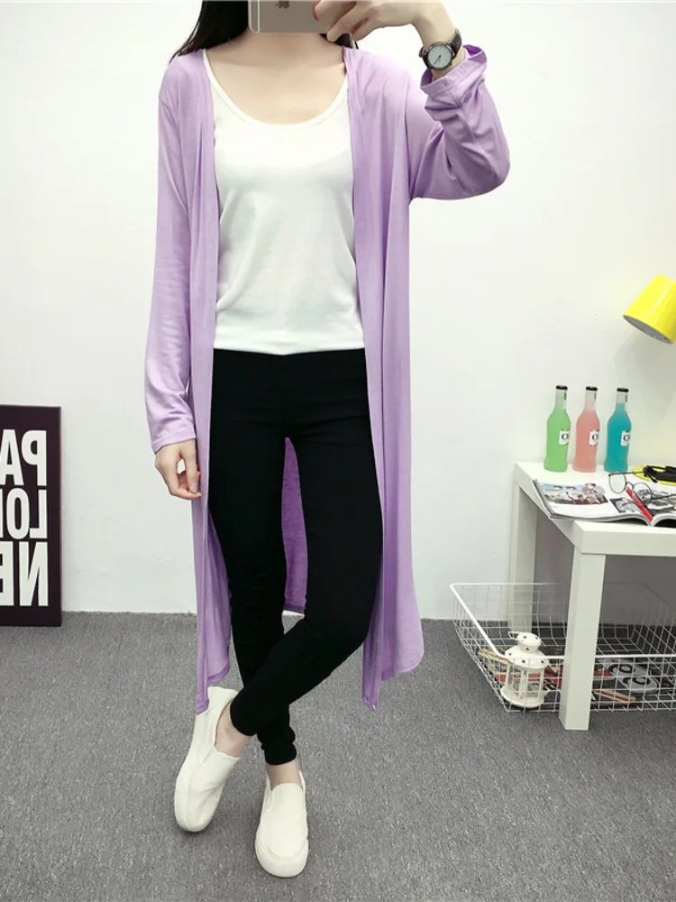 Solid Color Long Sleeve Loose Open Front Cardigan for Classical Dance Performance or Rehearsal Cover-Up