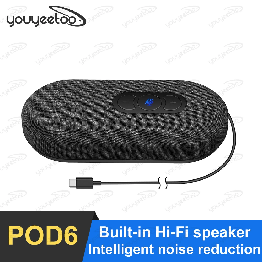 

POD6 Most Potable Speakerphone Built-in speaker and microphone array Intelligent noise reduction Voice Pickup Range Up to 3m