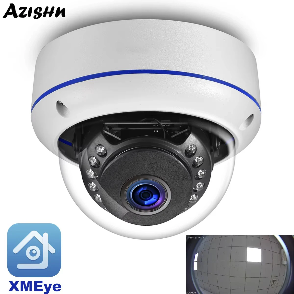 

AZISHN Outdoors IP66 POE 4K 8MP IP Camera Face Detection 1.7mm Fisheye Wide Angle Motion Detection CCTV Security Video Surveilla