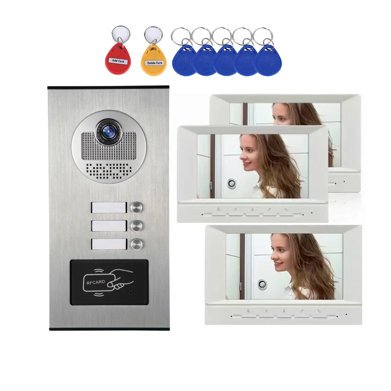 2-12 Units Apartment Doorbell Intercom Camera System RFID Access Control Building Video Door Phone For Home Security