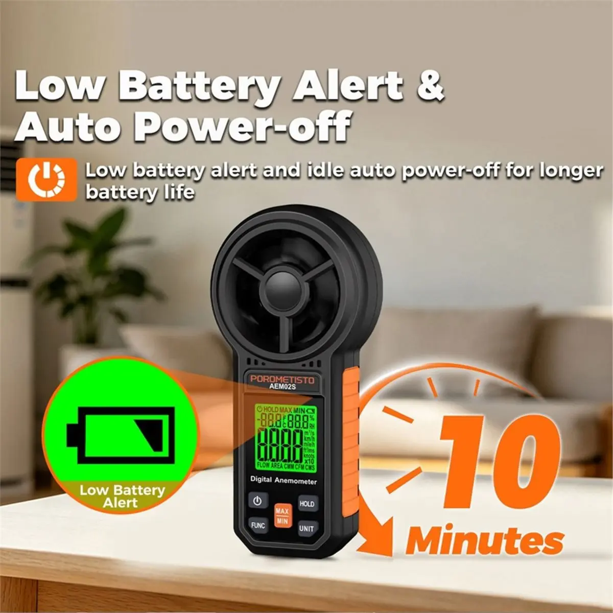 Multifunctional Anemometer Air Volume Measurement Temperature and Humidity Tester CFM CMM Digital Anemometer