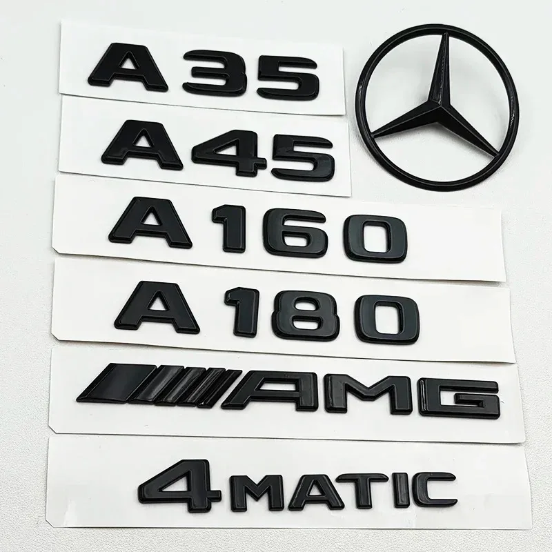 3D ABS Black A35 A45 A160 A180 A200 A250 Logo Letters 4MATIC Badge Car Rear Star Sticker AMG Emblem For Mercedes Benz W176 W177