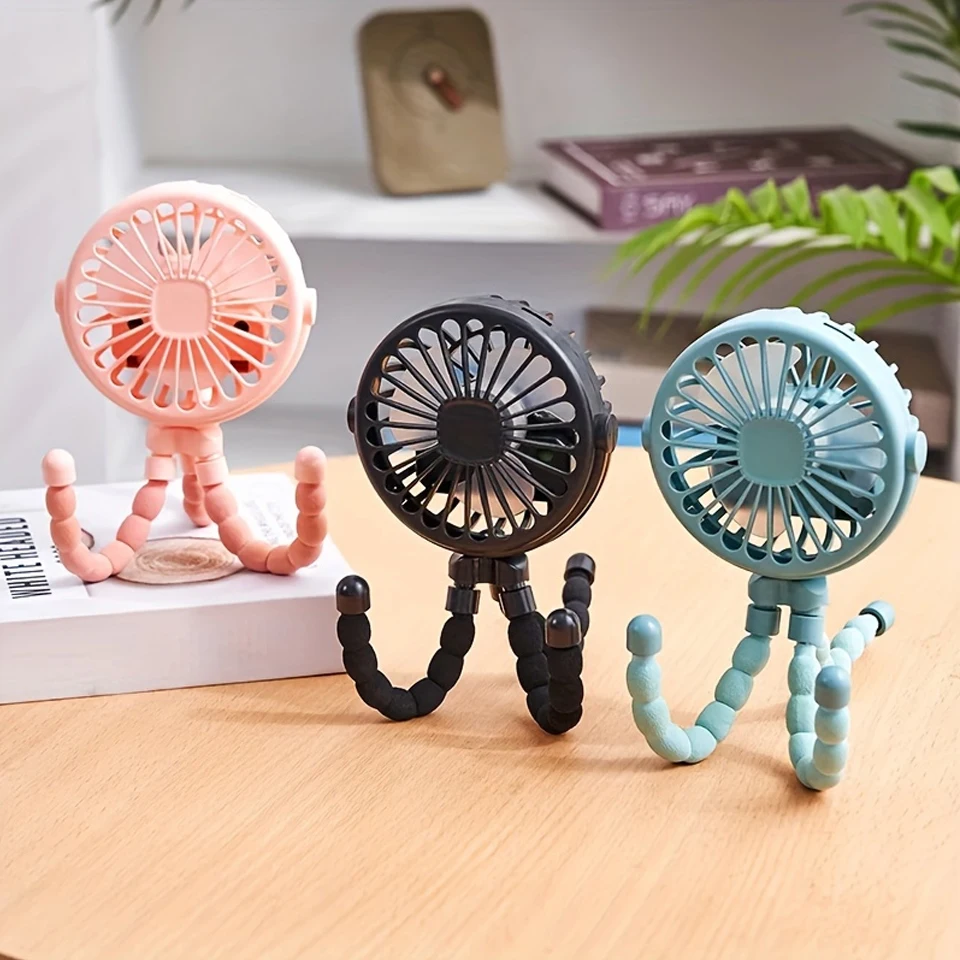 

Mini Fan Octopus Shape USB Charging With Flexible Tripod Clip Car Handle Fan Eyelash Fan Baby Stroller Fan Car Fan Stroller Cool