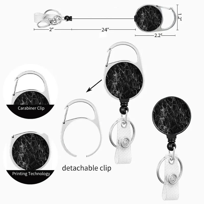 1 Piece Fashion Men Worker ID Card Holder with Lanyard Simplicity Black Color Card Cover Case Retractable Badge Reel Clip