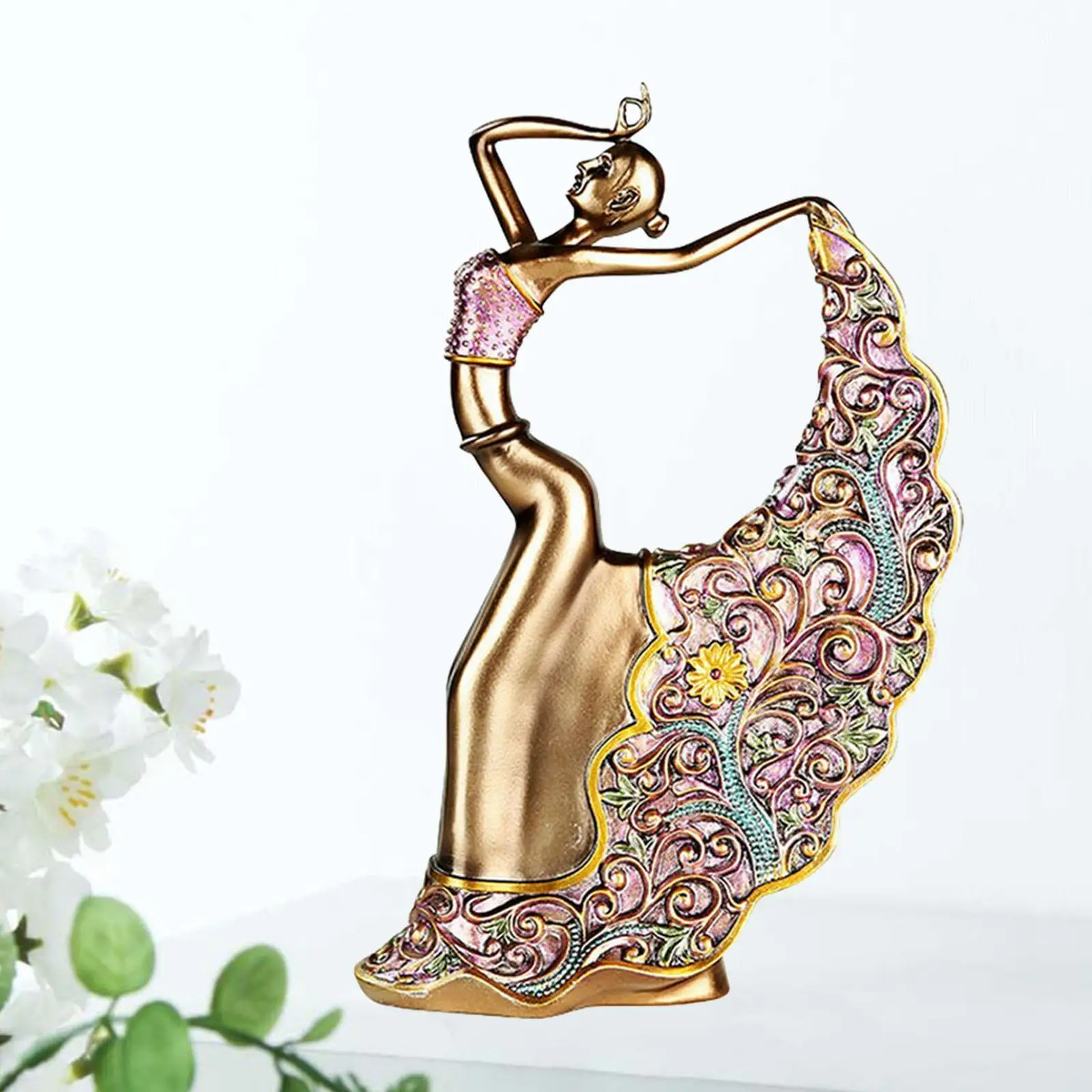 Peacock Dancer Statue Resin Figurine for Home Decor Collection Sculpture Ornament for Fireplace Office Desktop Indoor Cabinet
