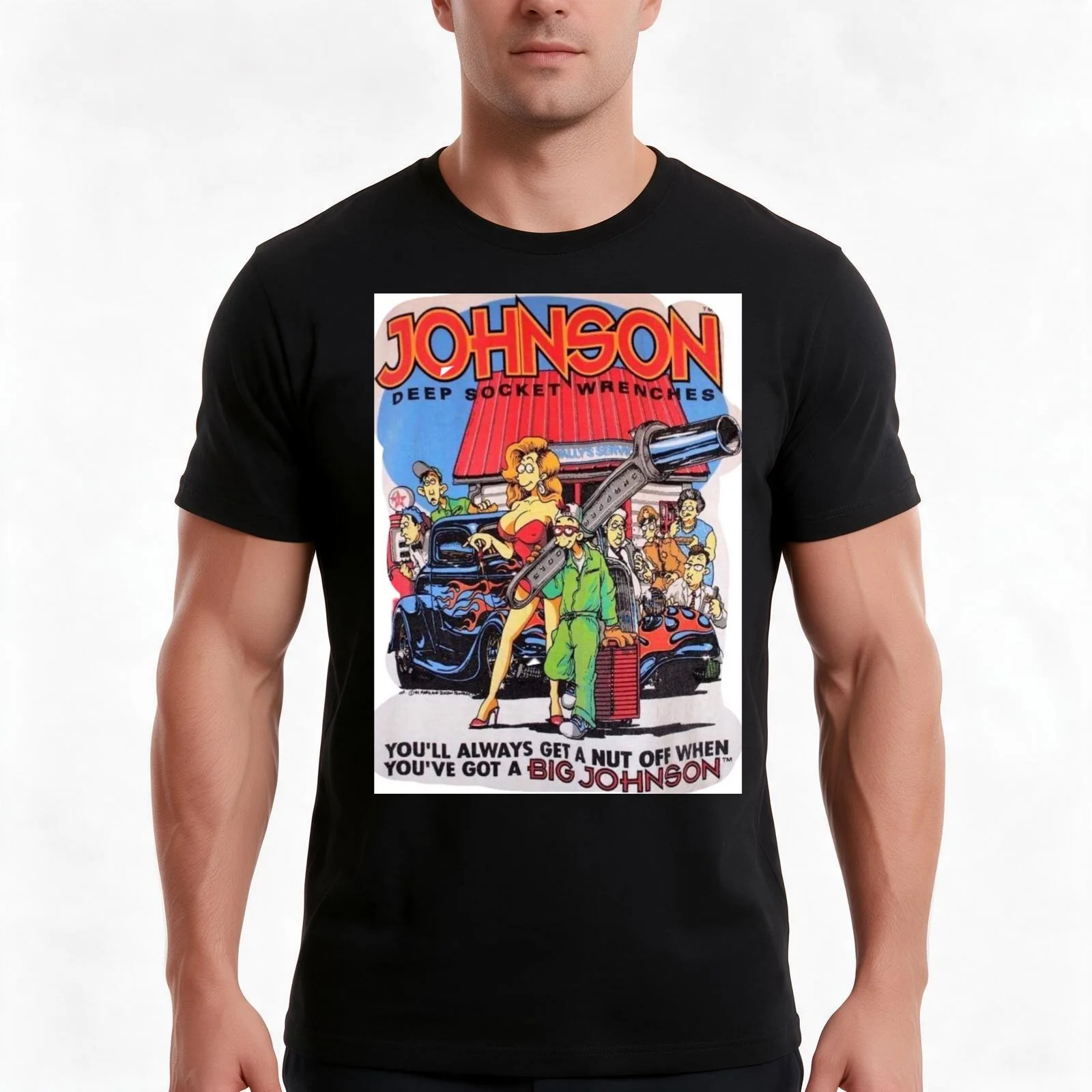 big johnson T-Shirt Summer Casual Cotton Tee Oversized Streetwear Tops Vintage Graphic Print Loose Fit Short Sleeve