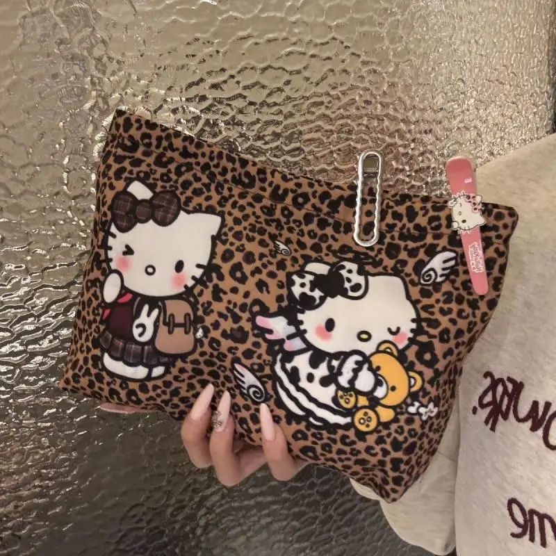 Kawaii Sanrio Hello Kitty Large Capacity Women's Cosmetic Bags Cases Storage Bag with Zipper Female Travel Clutch Bag Handbags