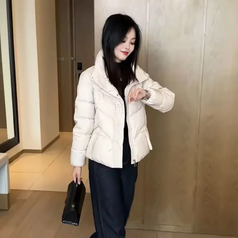 

New in Winter Women's Fashion Parkas Turn-down Collar Long Sleeve Casual Trendy Simple Basic Loose Quilted Coats Female Jacket