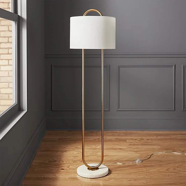 TOGETHER Nordic Minimalist Floor Light Marble Base Fabric Modern Hotel Home Decor Metal Standing Lamp Floor Lamp