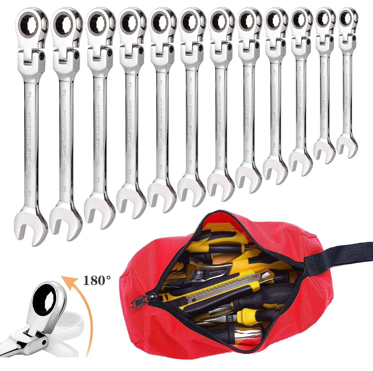 

1set Key Ratchet Wrench,High Quality Ratchet Spanner, Car Repair Tool Universal Wrench Tool for Car Repair Set of Wrenches