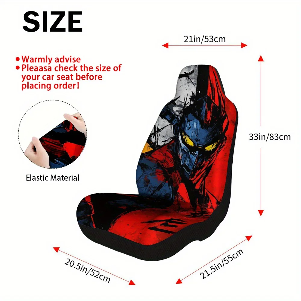 Set Of 2, Universal Car Seat Covers Featuring A Horror Fantasy Samurai Clash Design, Suitable For Most Vehicles – High-Quality,