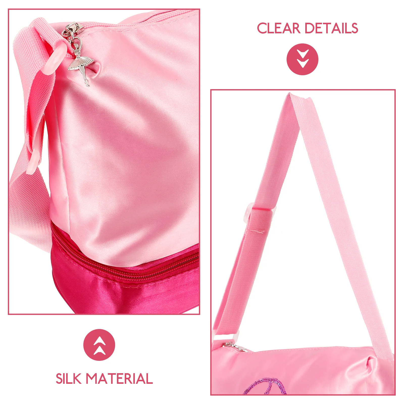 حقيبة الرقص الباليه الرقص حقيبة كتف فتاة طفل أطفال المحمولة الحرير قابل للتعديل حزام تخزين الإكسسوارات #2