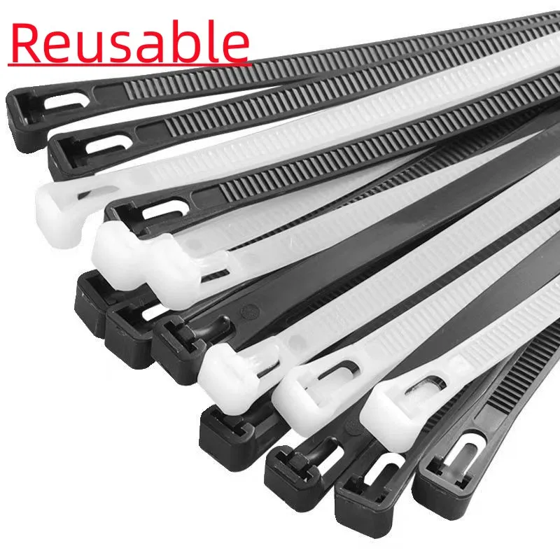 Loose buckle nylon cable tie, colored plastic cable tie, reusable, fixed, sealing, and detachable rolling tape