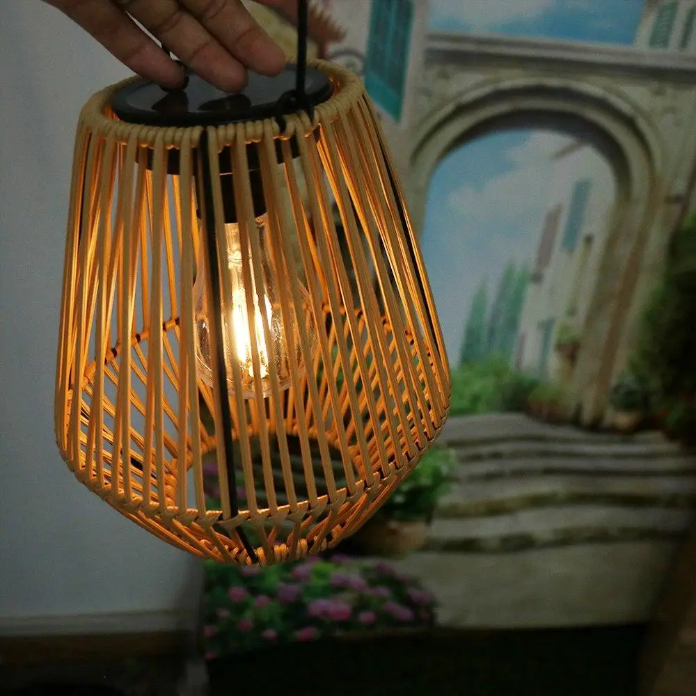 

Natural Solar Imitation Bamboo Lantern Hanging Atmosphere Bamboo Solar Lantern Chinese Style Handmade Bamboo Chandelier