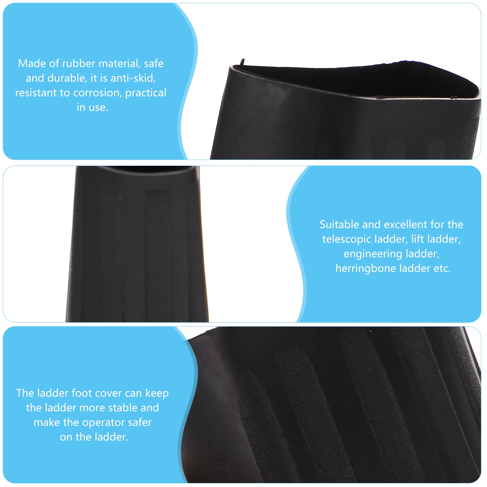 

4pcs Anti-slip Rubber Foot Covers 25x43mm for Ladder Legs Foldable Stair Accessories Construction Tools Durable Pad Protects