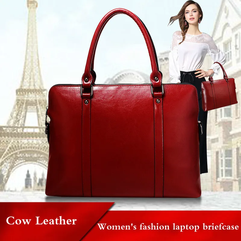 New Genuine Leather Briefcase For Woman Laptop Computer Bag Women\'s Handbags Office Ladies Shoulder Messenger Bags Bolso Hombre