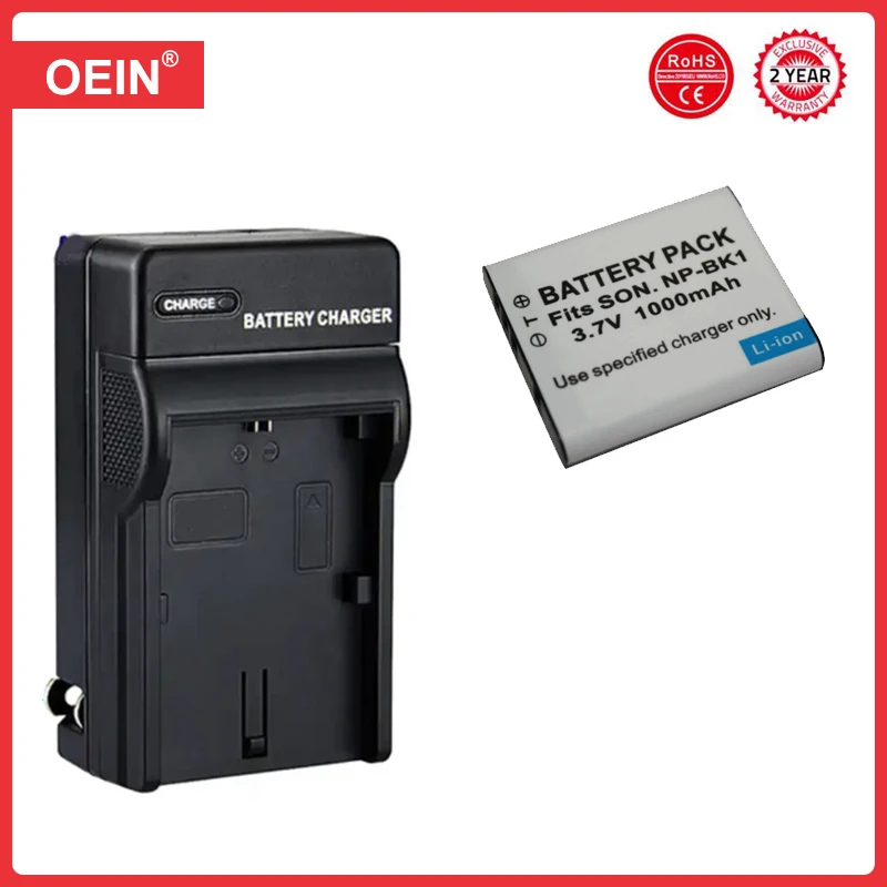 4Pcs 1000mAh NP-BK1 Battery + Charger for Sony Cybershot MHS-PM5 DSC-W180 MHS-CM5 DSC-W370 S980 S750 S780 S950 W190