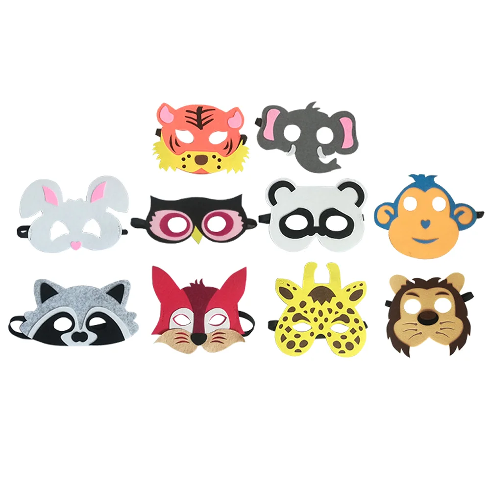 10 Pcs Felt Goggles Halloween Mask Cosplay Animals Shape Performance The Party Festival Child