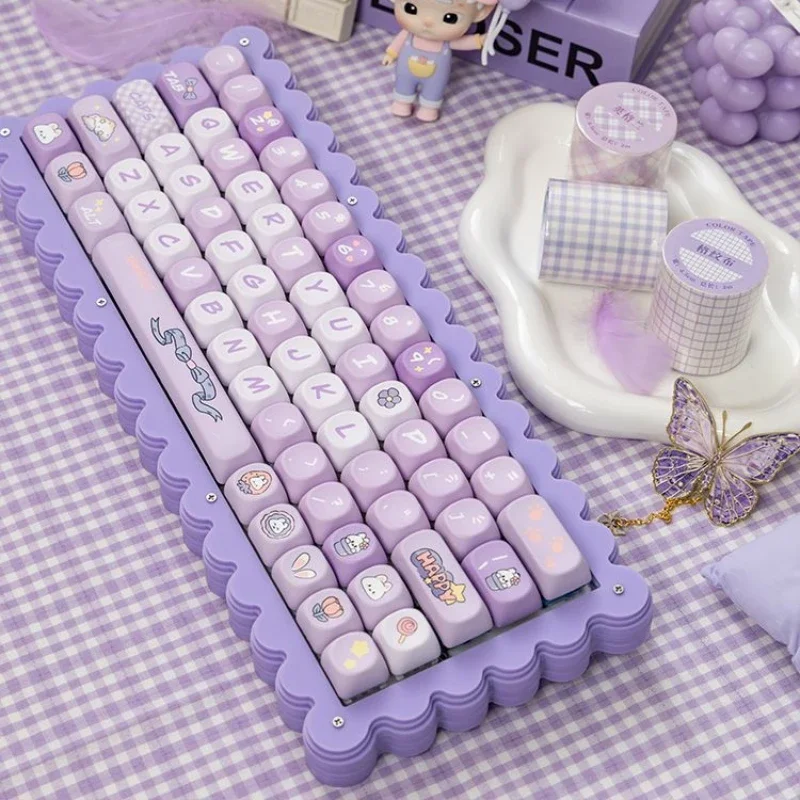 MiFuny Cute Cookie Mechanical Keyboard Acrylic Purple Butter Stacking Kit 3Mode  Hot-Swap RGB Custom Gaming Keyboard Girl Gift