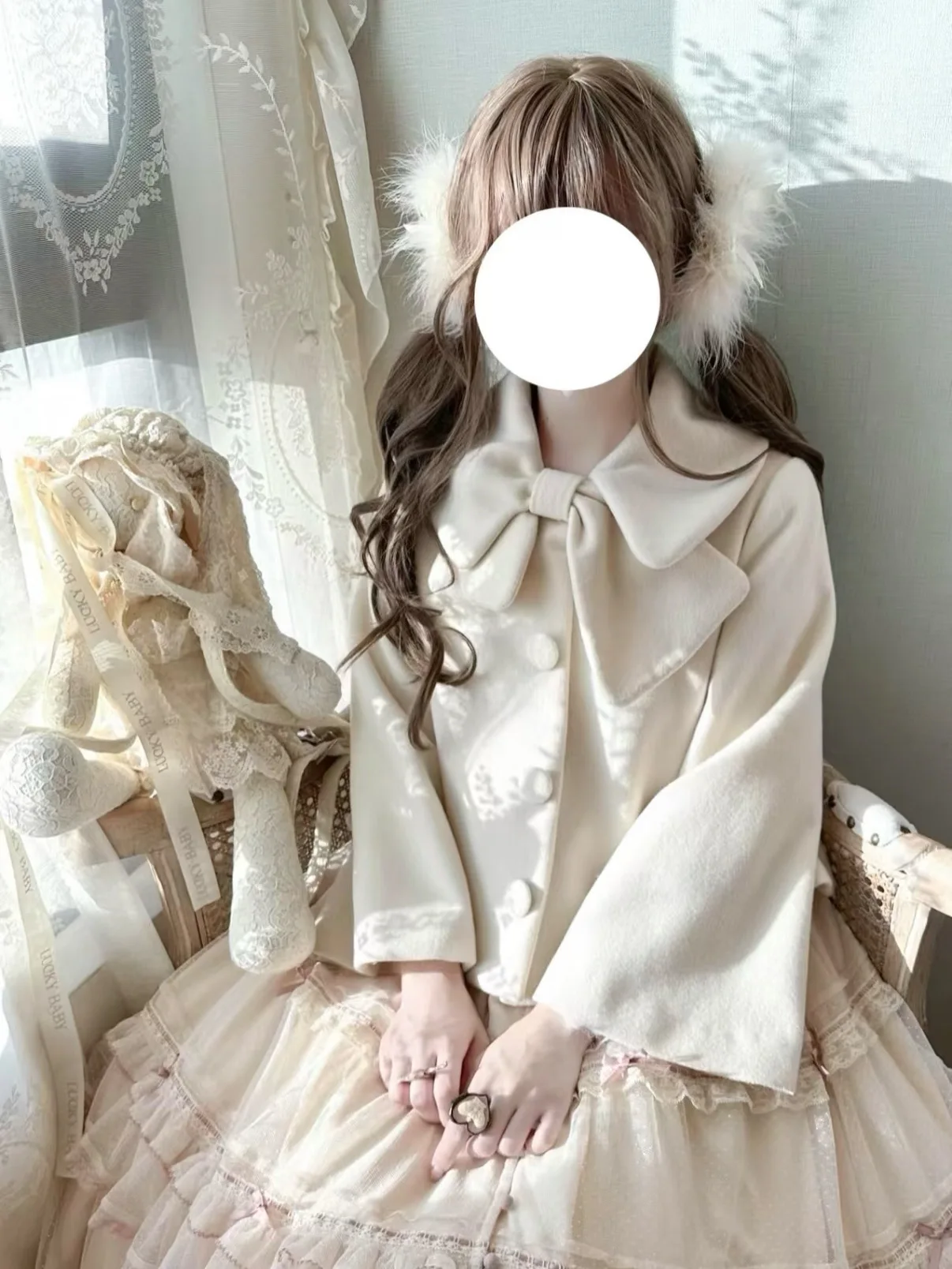 خريف شتاء جديد خمر قصيرة حلوة لطيف معطف الصوف Bowknot اليابانية الأصلية لوليتا فضفاضة سميكة سترة للنساء #2