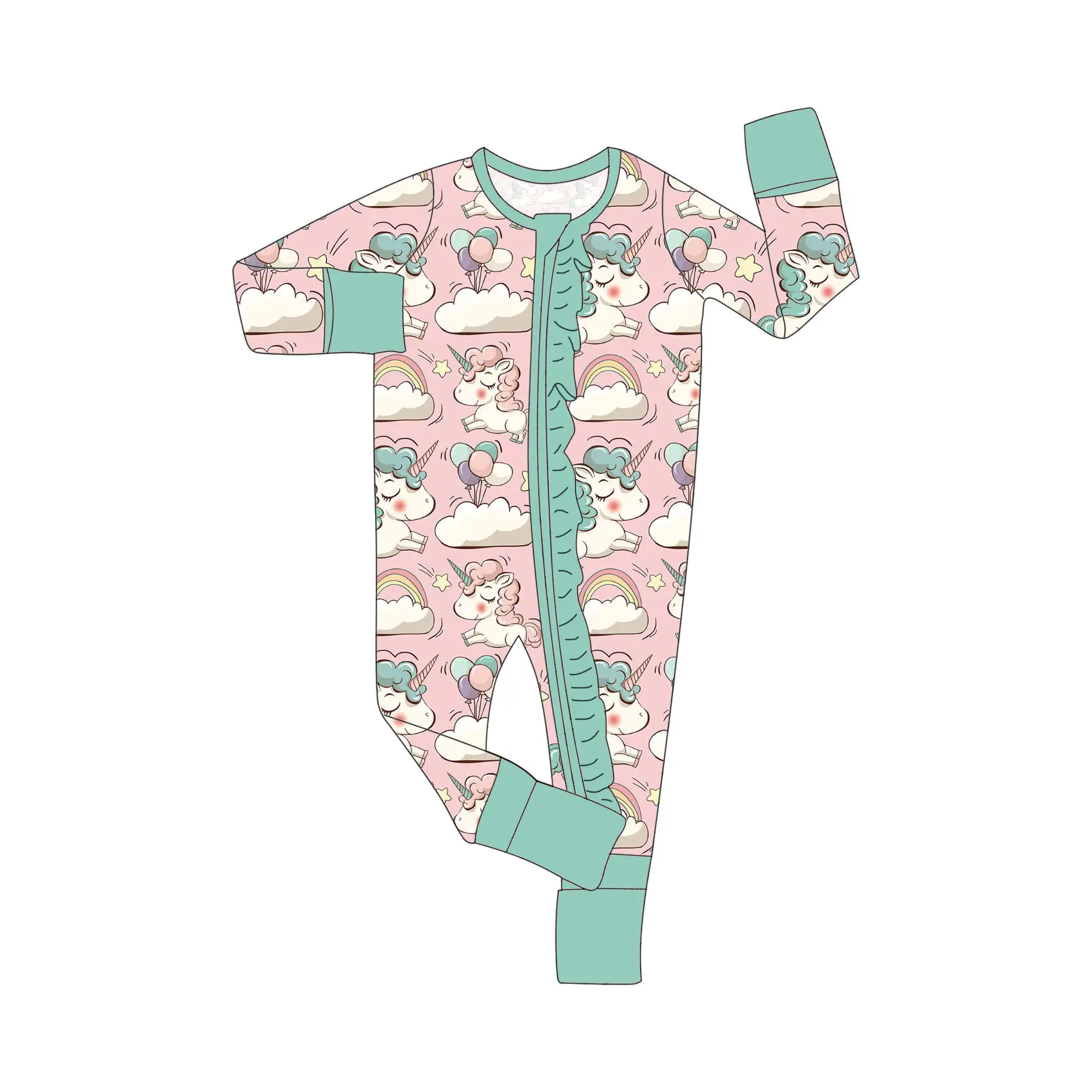 Wholesale Cartoon Car Print Baby Sleeper Romper Boutique Zipper Baby Pajamas Clothing