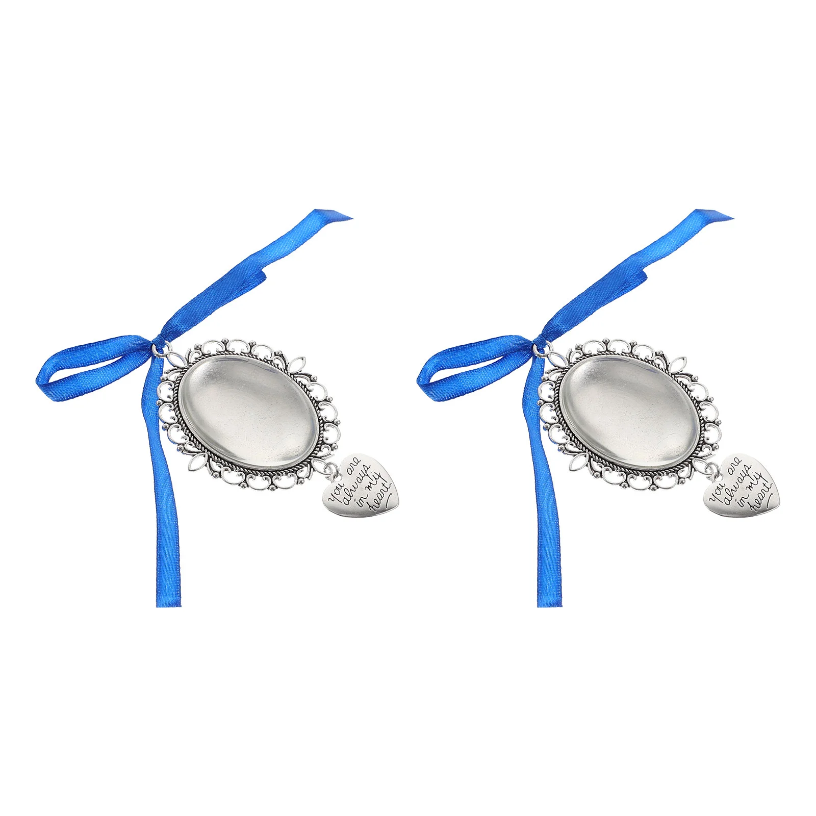 2 Pcs Delicate Charm Glass Wedding Keepsake Bouquet Tray Memorial Picture Settings Jewelry Accessories Elegant Bow Fine