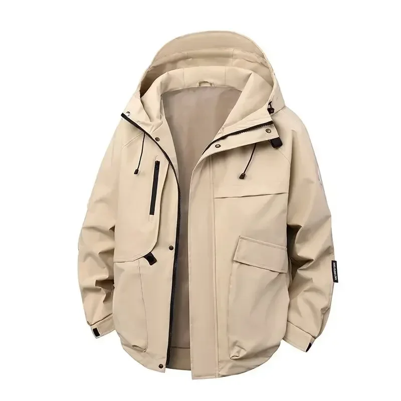 

Новая мужская куртка большого размера на весну и осень, американская рабочая одежда, свободное молодежное модное пальто с капюшоном большого размера, мужская модная верхняя одежда