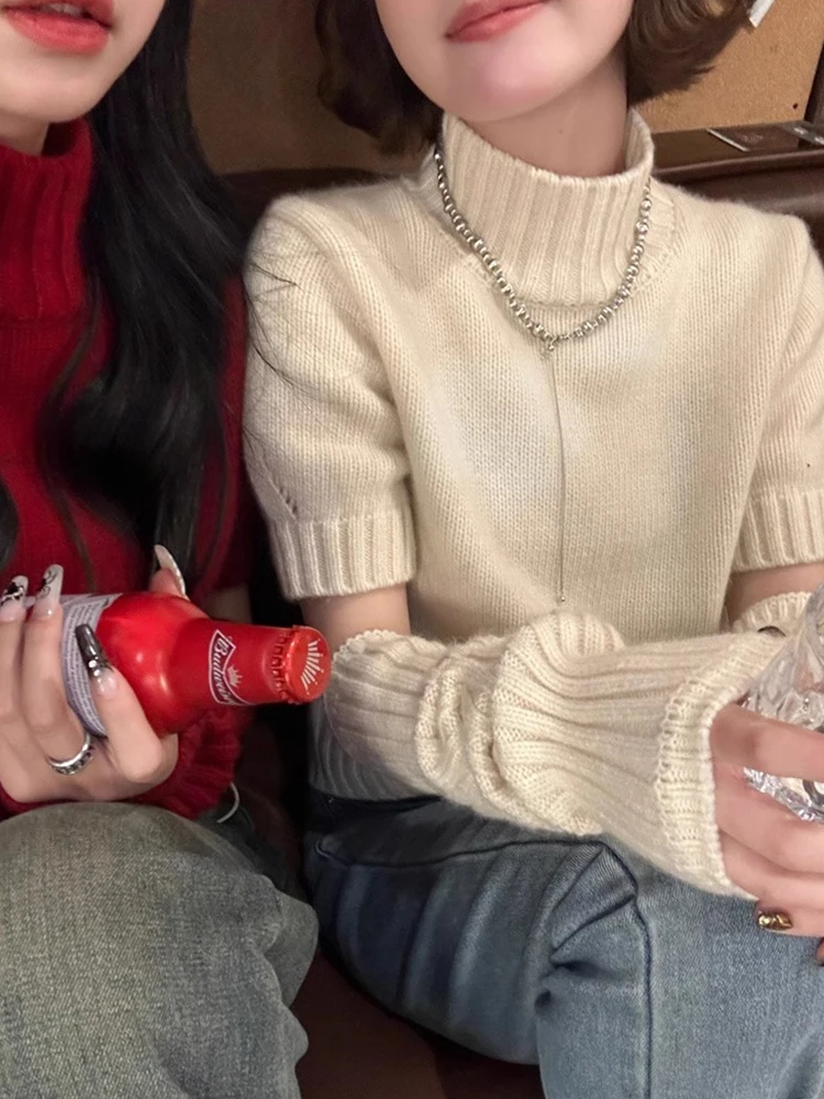 

Ele Camere Knit Sweater f High Collar Winter Commute Slimming Base Layer Comfortable Versatile Women's Sweater