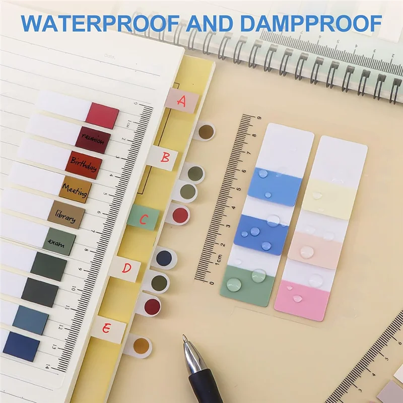 24 قطعة من علامات الصفحة، علامات تبويب مؤشر لاصقة قابلة للكتابة وإعادة تحديد المواقع، أعلام مع مسطرة لقراءة الملاحظات