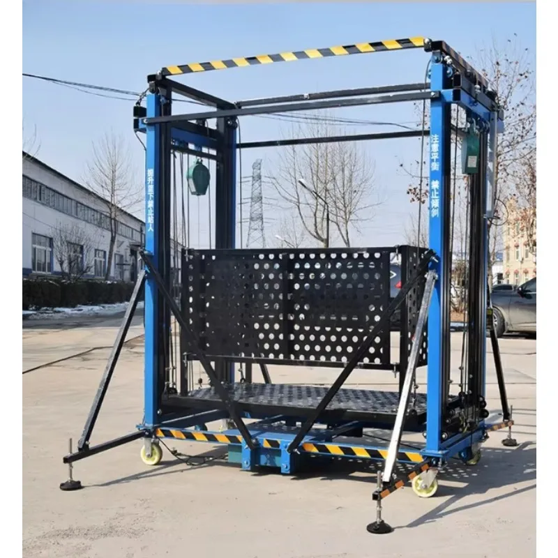 경량 알루미늄 휴대용 비계 리프트 500KG 용량 텔레스코픽 디자인 실내 장식 작업용