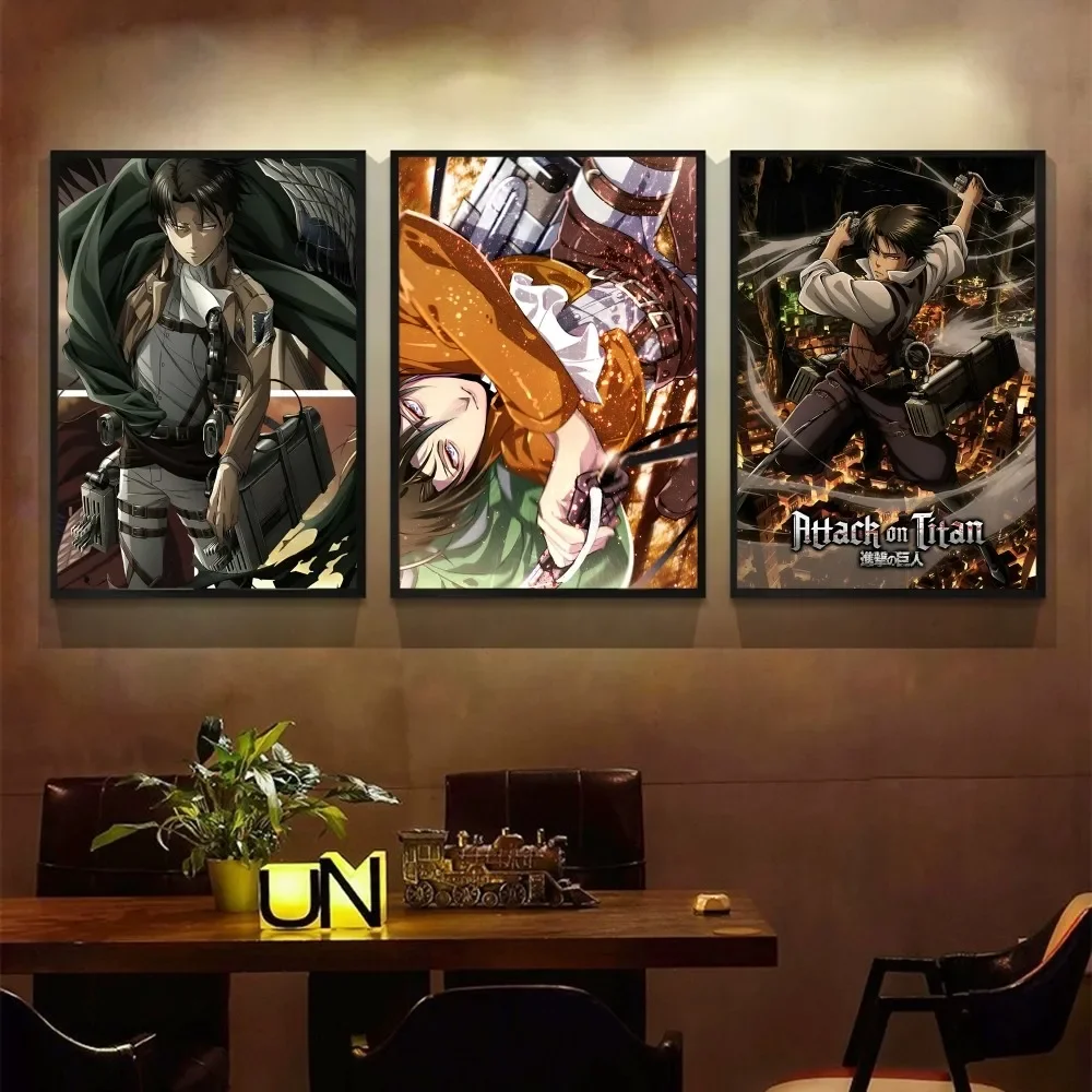 

Attack on Titan Levi Ackerman Anime Poster Vintage Posters Sticky Vintage Room Home Bar Cafe Decor Kawaii Room Decor