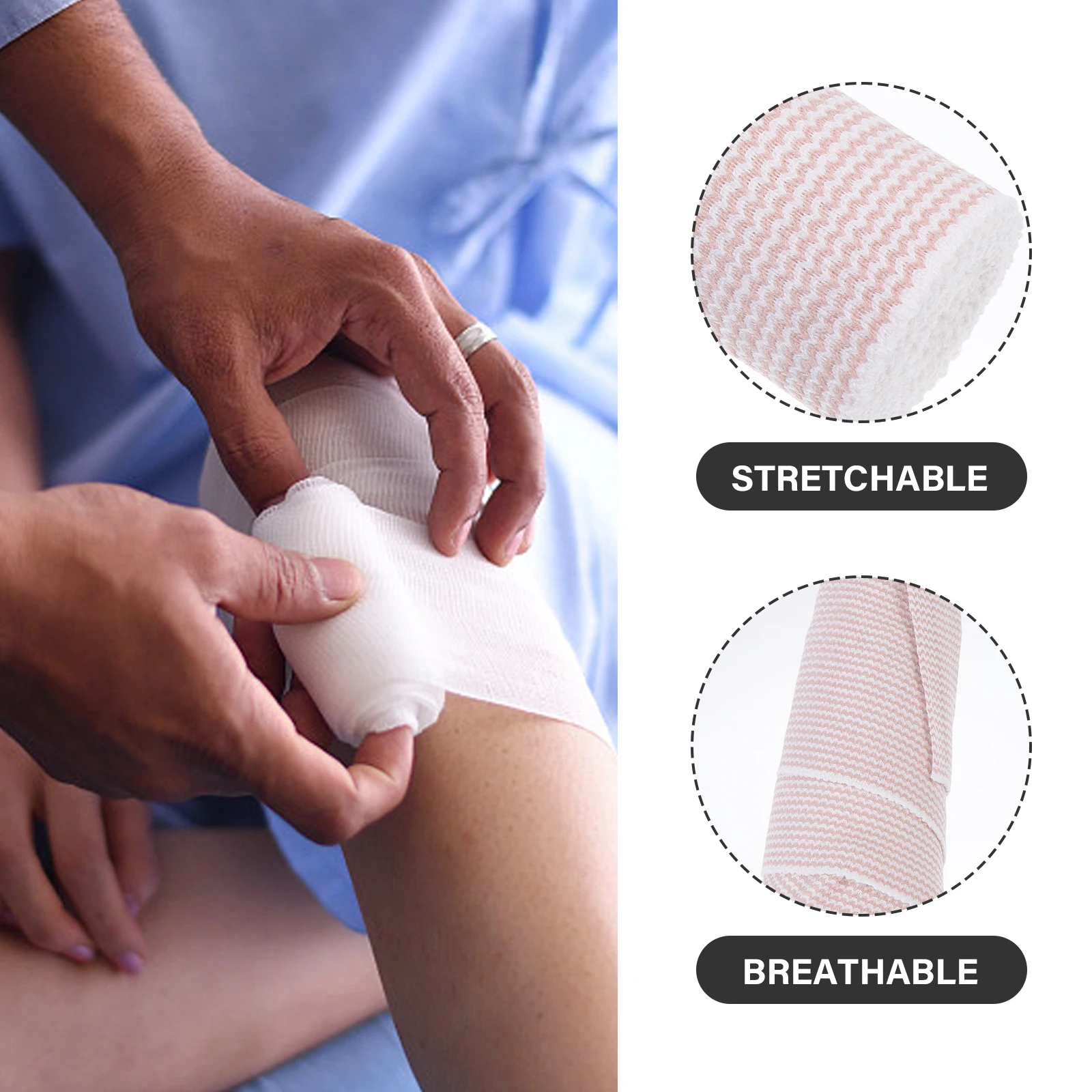 

2 Pcs First Aid Man Tube Bandage Wide Elastic Conforming Fabric Adhesive Bandages
