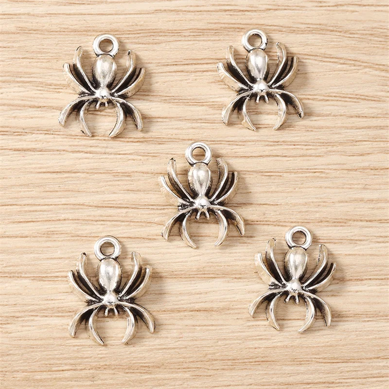 30 Stück 13x17mm Niedliche Spinnen-Anhänger aus Legierung für Schmuckherstellung, Halsketten, Ohrringe, Armbänder, DIY-Bastelzubehör – Detail 2