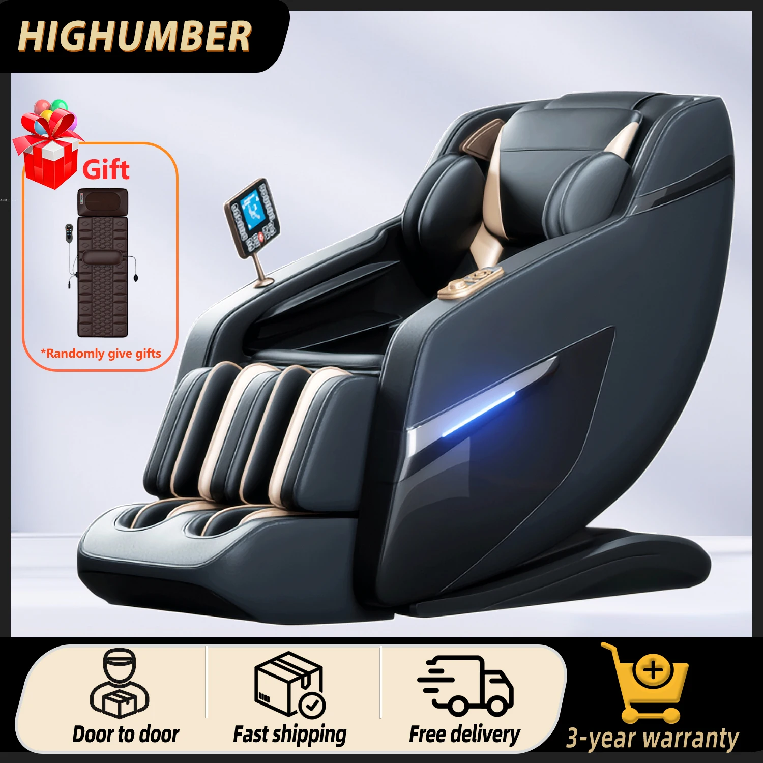 3-year warranty Full Body Massage Chair with Heating massage chair 4d zero gravity shiatsu Bluetooth music Automatic Electric