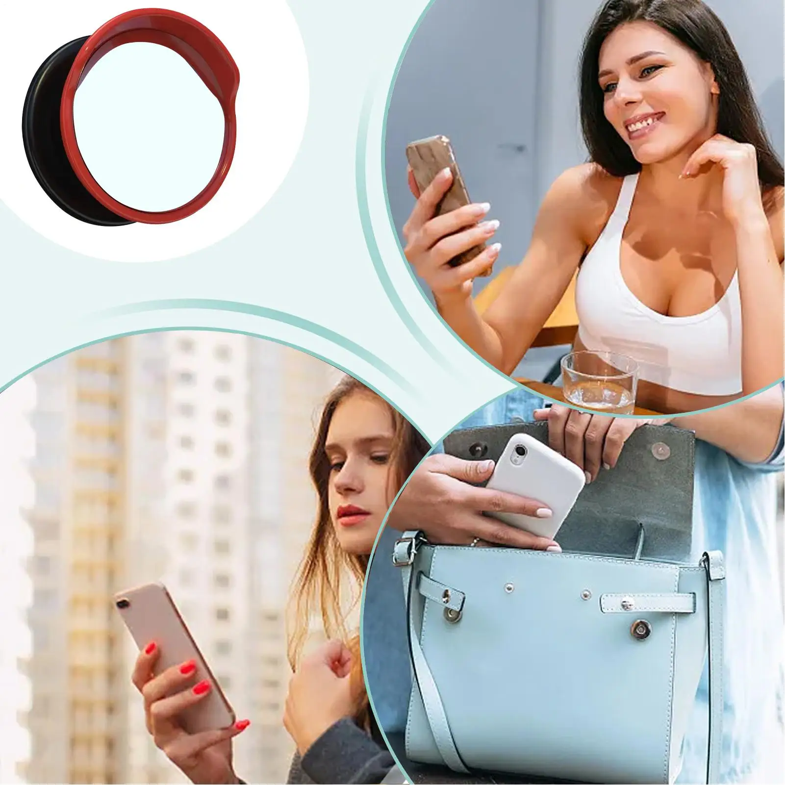 Convex Mirror for Phone, Portable Convex Wide Angle Mirror Cellphone Magnetic Stand for Selfie Vlogging Streaming Travel Daily - view 3