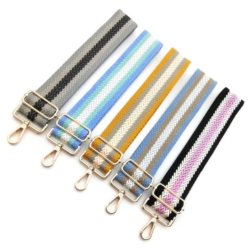 New Stripe Bag Shoulder Strap Accessories Woven Single Shoulder Diagonal Span Adjustable Replacement Long Shoulder Strap