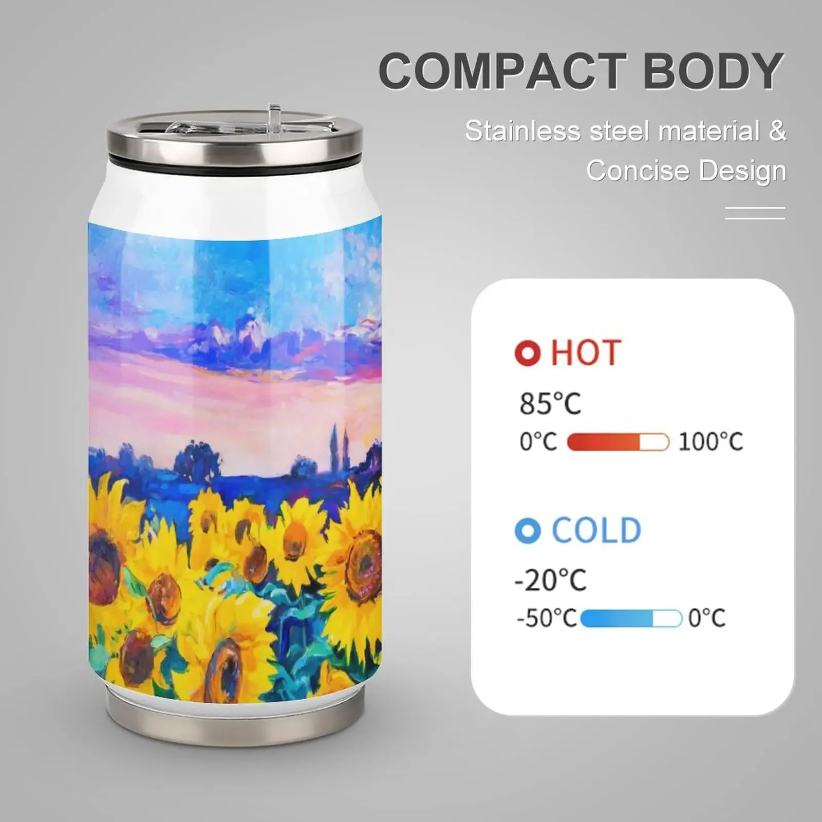 Custom Coke Can Tumbler Stainless Steel Water Bottle with Straw Mug Personalized Your Design Cola Shaped Can for Cold Hot Drink