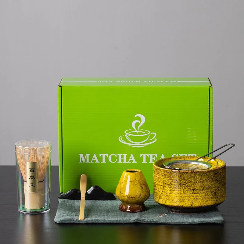 

4PCS/5PCS/7PCS Japanese Matcha Tea Set Gift Box Safe Bamboo Whisk Teaspoon Tea Sets Matcha Bowl Matcha Whisk Holder Teaware Kit