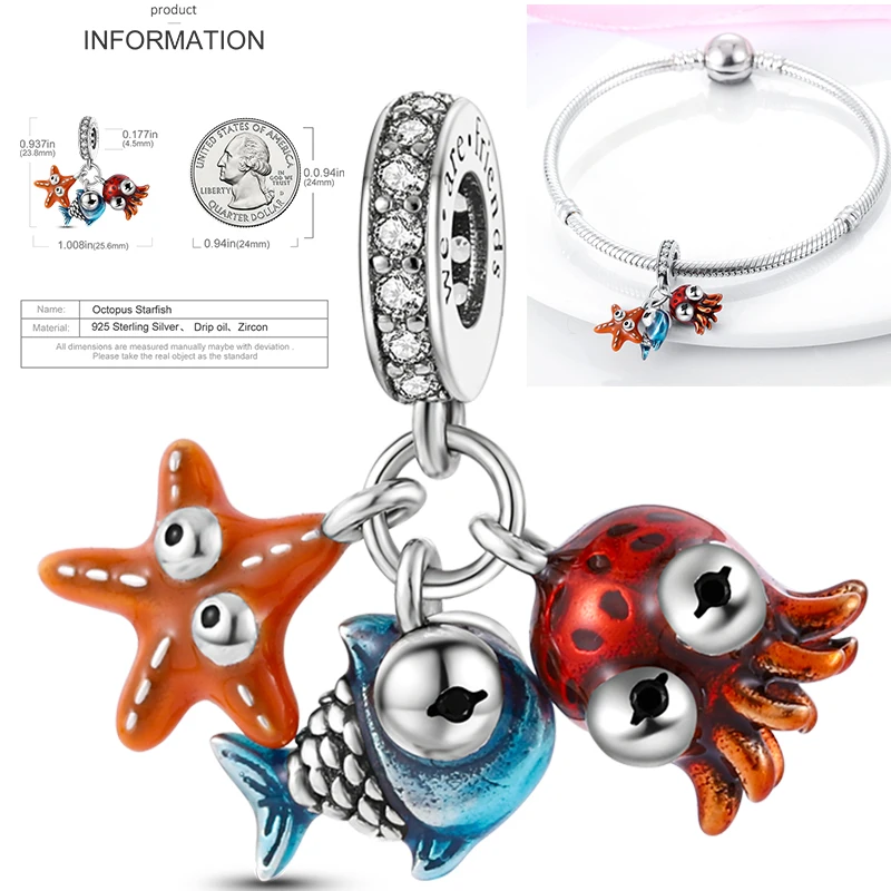 925 Sterling Silber Charm-Perlen Kaffee Ei Toast Sonne Mond Motorrad Schmetterling Frucht DIY Armband Halskette Geschenk für Frauen – Detail 21
