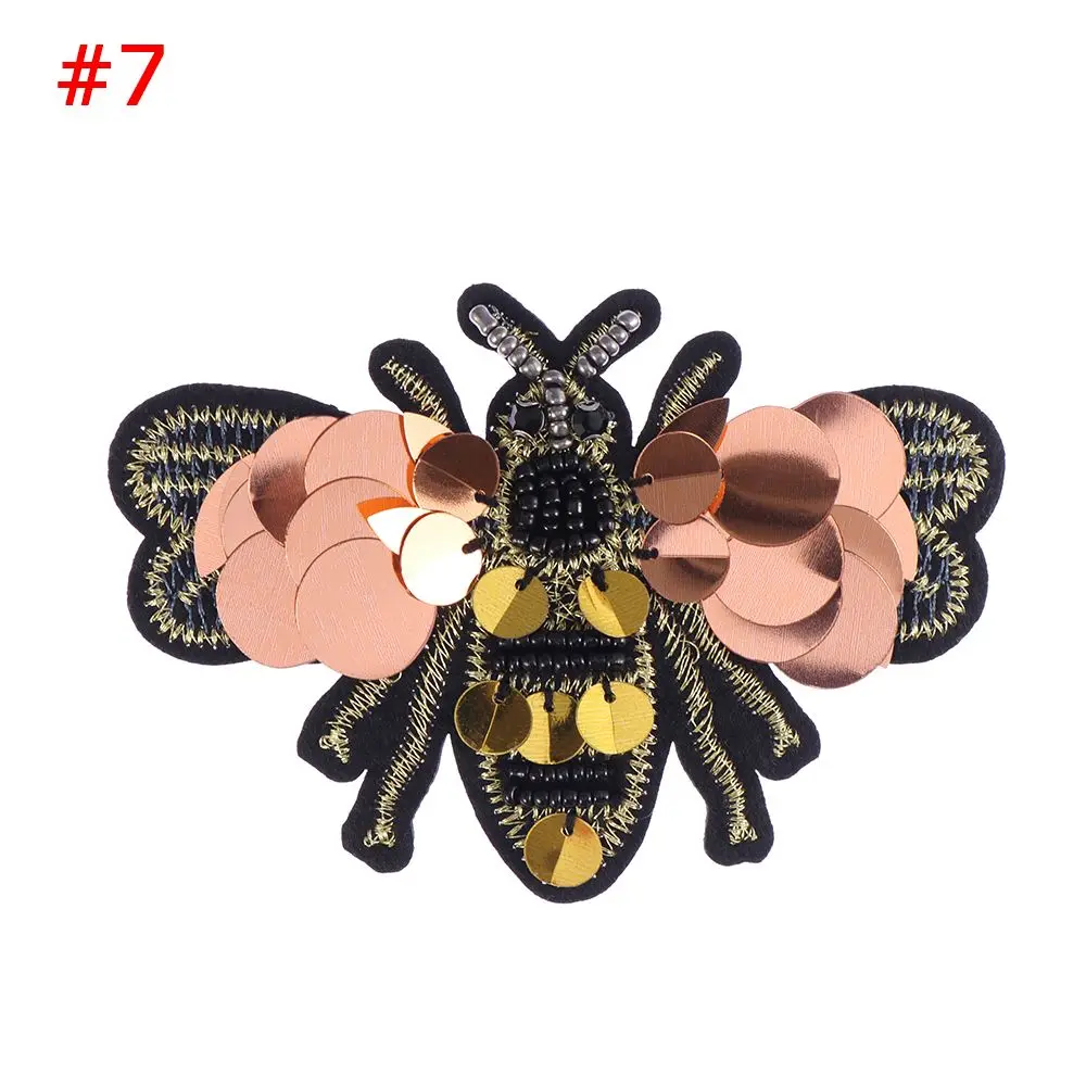 

2pcs Clothing Embroidery Beaded Rhinestone Bee Badge Sequin Patches Crystal Applique Sew on Patch