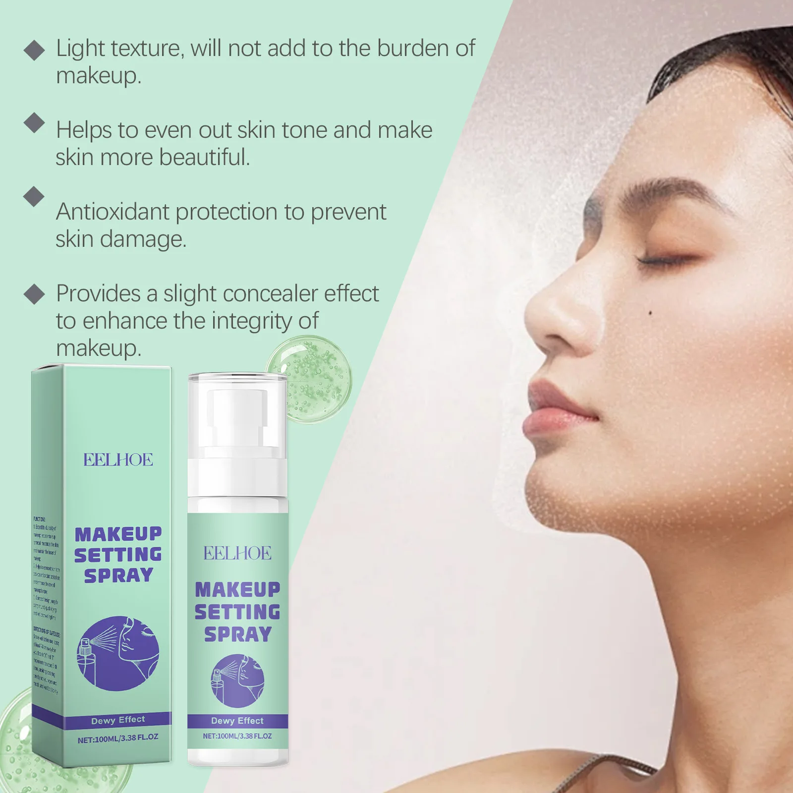 EELHOE – Spray de maquillage fixateur, Nicotinamide, contrôle de l'huile longue durée, imperméable, hydratation en profondeur, primaire pour le visage, Spray fixateur de maquillage