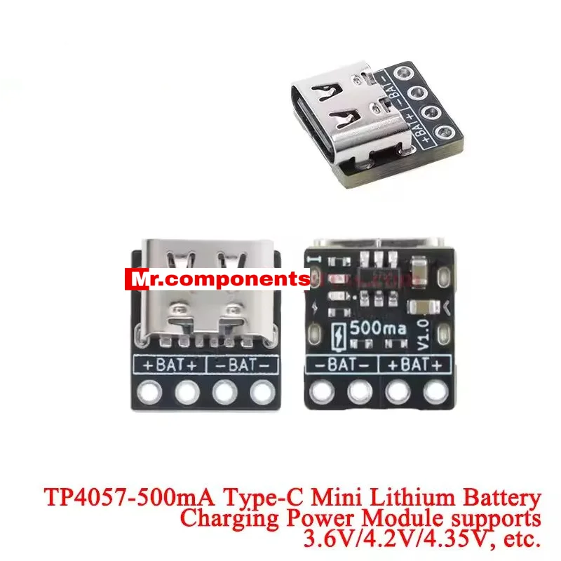 1Pcs DC 5V Mini 4.2V Type-C 18650 Lithium Battery Charger Board TP4057 500mA BQ25170 800mA Charging Module Iron Phosphate New
