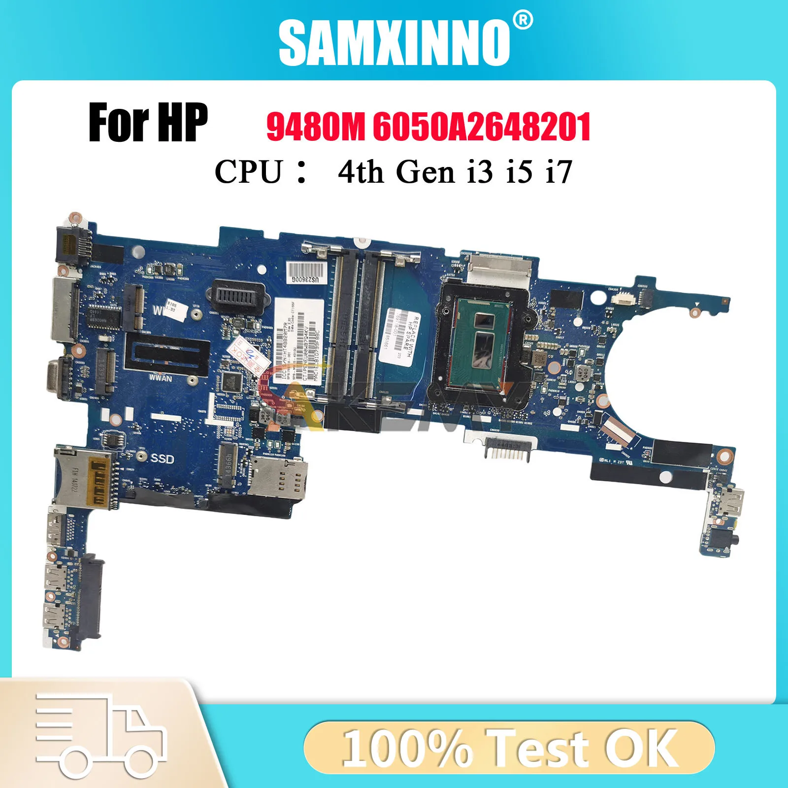 

6050A2648201 для ноутбука HP EliteBook 9480M, материнская плата 769718-601 769719-601 с процессором i5 i7 4-го поколения DDR3, 100% полностью протестировано