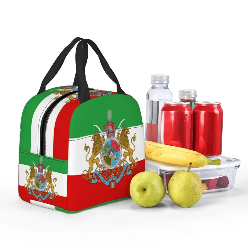 Imperial Coat Of Arms Of Iran Insulated Lunch Tote Bag for Iranian Lion Resuable Cooler Thermal Bento Box Kids School Children