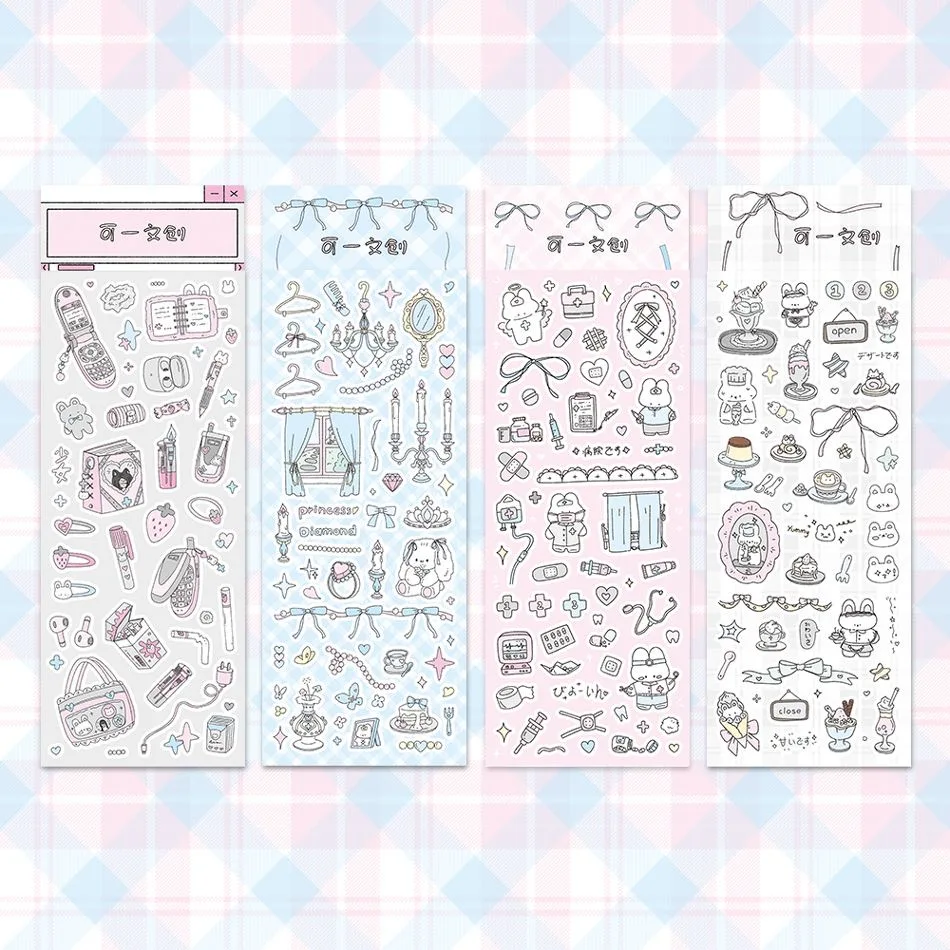 

1/4 Pcs KeYi Original Graffiti Style Stickers Princess House Cute Handmade Account Stickers DIY Material Decoration Stickers