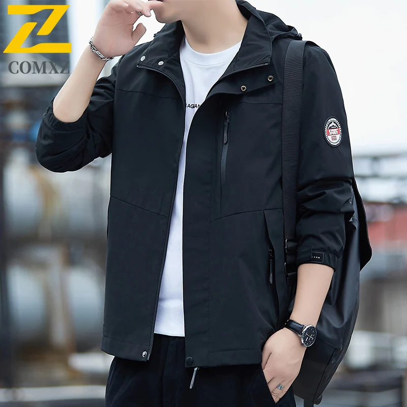 

Men Jacket 2025 Spring Autumn Fashionable Versatile Comfortable Windproof Breathable Hooded Coat Outdoor Casual Men Zipper Coat
