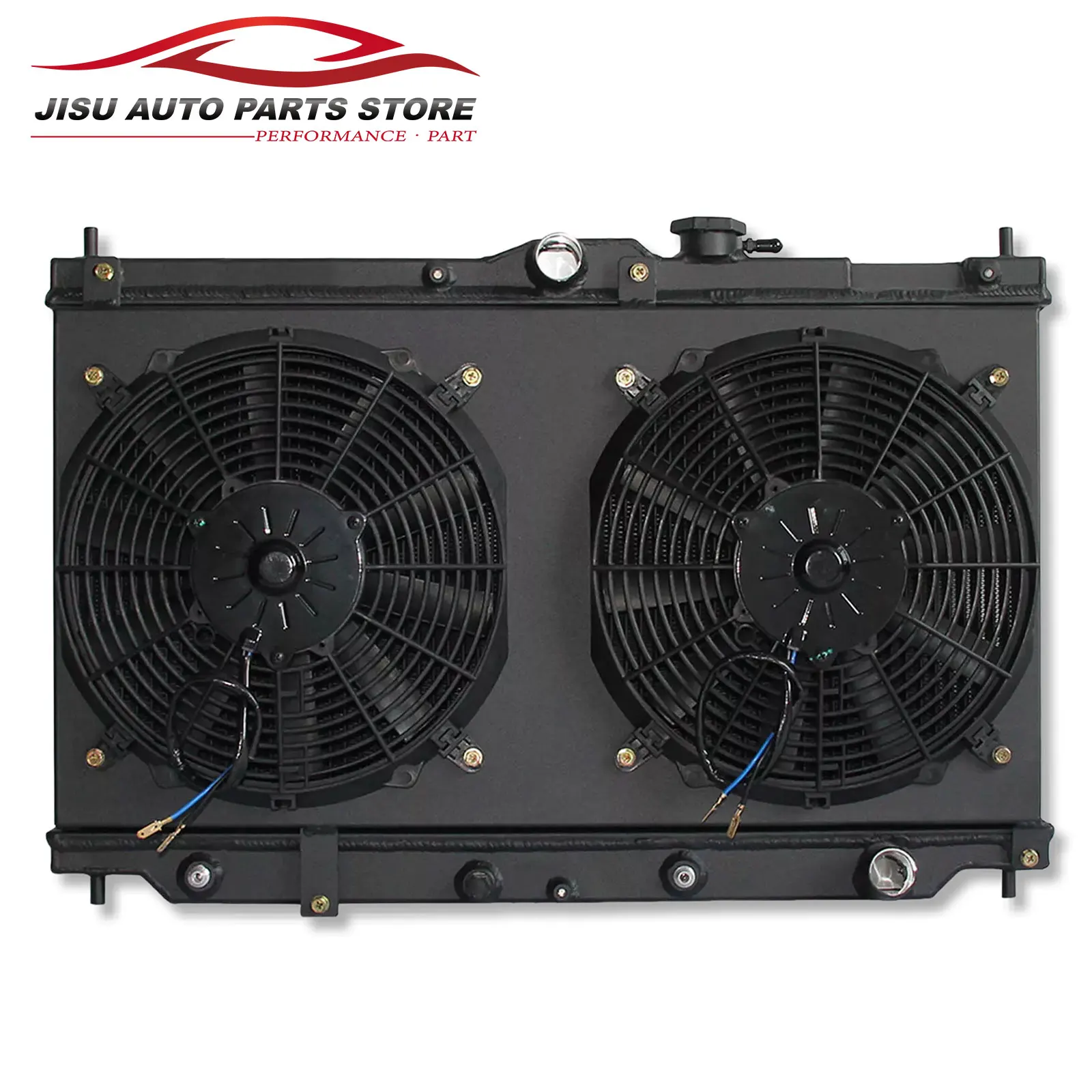 

2 Row Black Aluminum Radiator+Fan Shroud For Honda Prelude / Accord L4 1990-1996 AT
