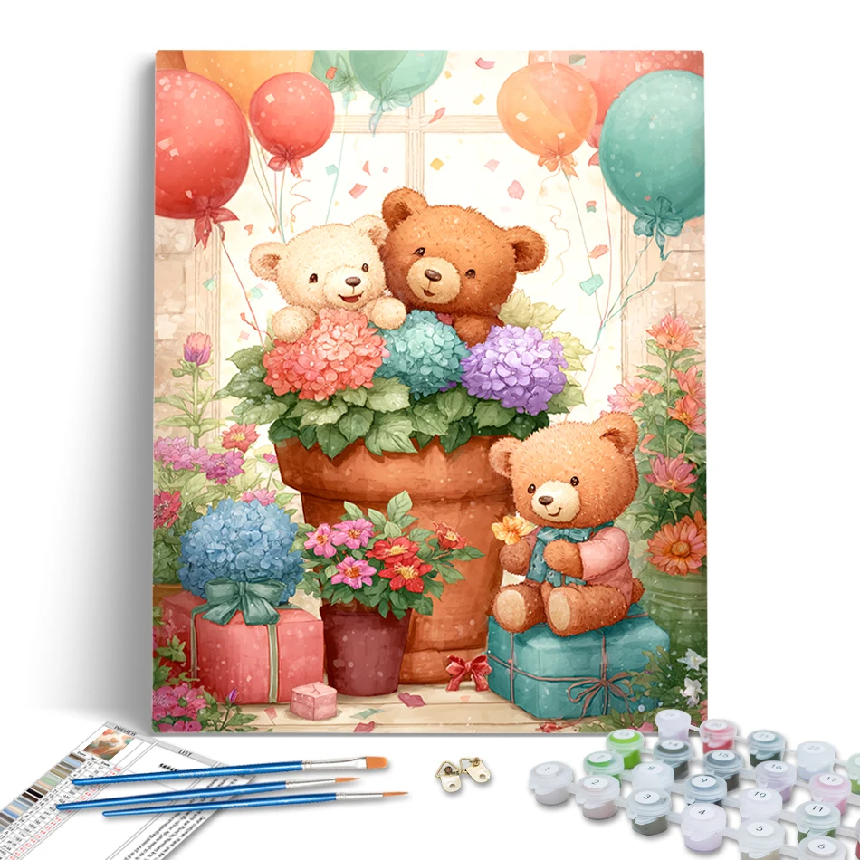 

RUOPOTY Diy Oil Painting By Numbers Little Bear Gift Markers By Numbers Color Markers Decorative Acrylic Framed Wall Art Modern