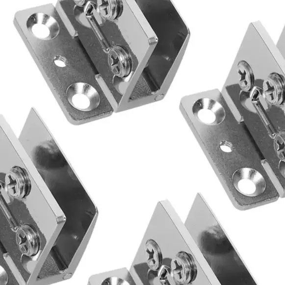 4Pcs Zinc Alloy Glass Door Hinges 90 Degree No Drill For Shower Cabinet Bathroom Office Hardware Accessories