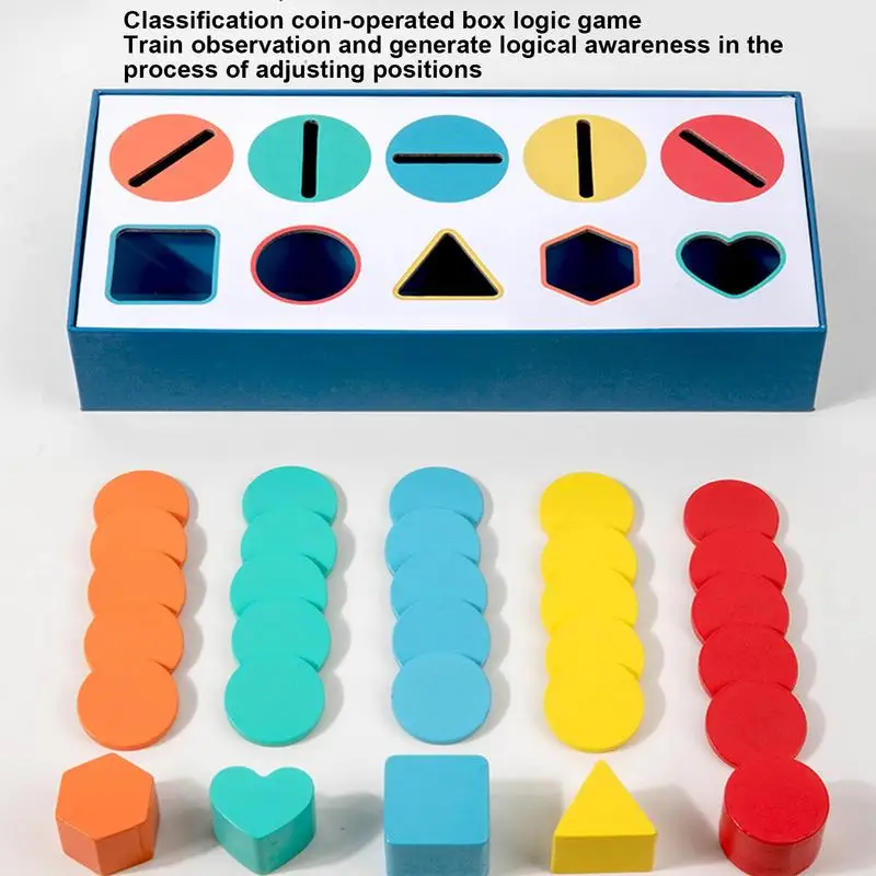 Wooden Color Shape Matching Toy Geometric Matching Blocks Fine Motor Skills Toys Color Recognition Training Set For Boys And